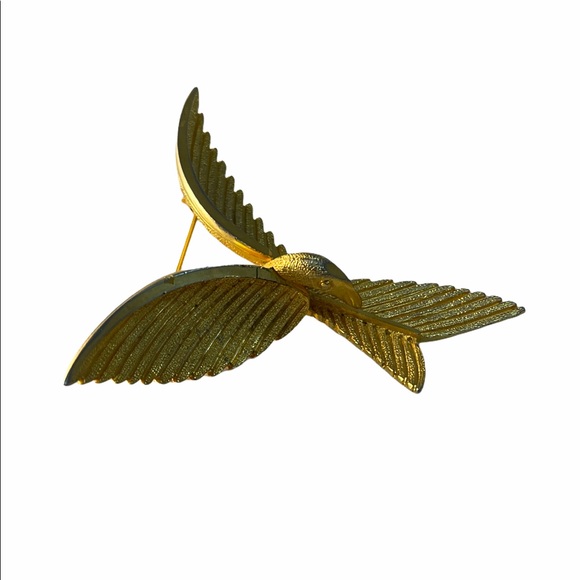 Vintage brushed gold tone Bird brooch fancy - Picture 4 of 5